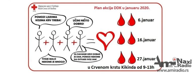 U januaru tri akcije dobrovoljnog davanja krvi: Prva na Badnji dan