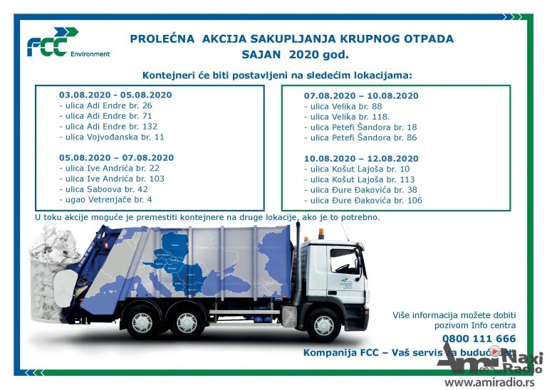 Sakupljanje kabastog otpada od 3. do 12. avgusta u Sajanu
