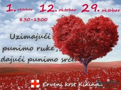 Tri akcije dobrovoljnog davanja krvi u oktobru, prva u četvrtak