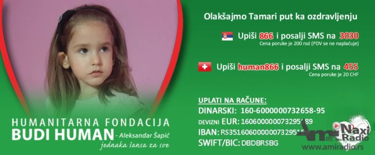 Humanitarni bazar za Tamaru Savić u nedelju na Trgu