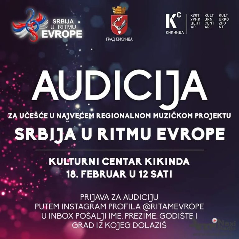 Audicija za takmičenje „Srbija u ritmu Evrope“ 18. februara u Kulturnom centru
