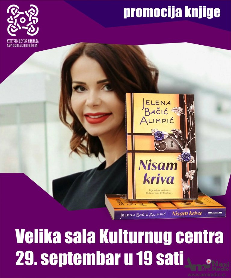 Promocija nove knjige Jelene Bačić Alimpić u sredu u KCK