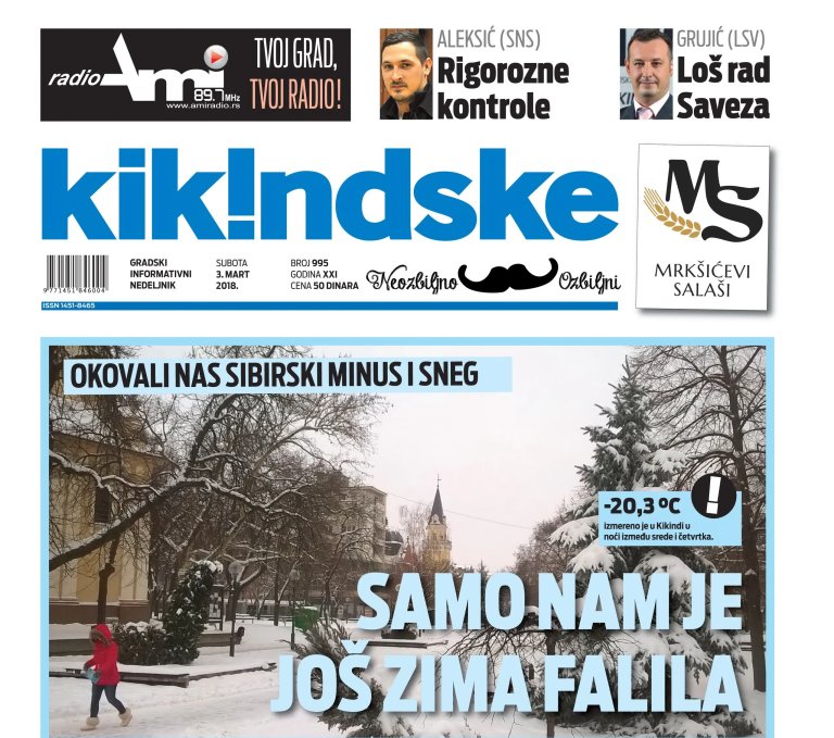Gradski nedeljnik Kikindske od sutra u prodaji