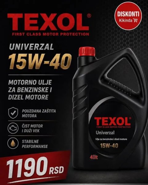 Diskonti Kikinda: Texol ulje najnovije generacije za benzinske i dizel motore