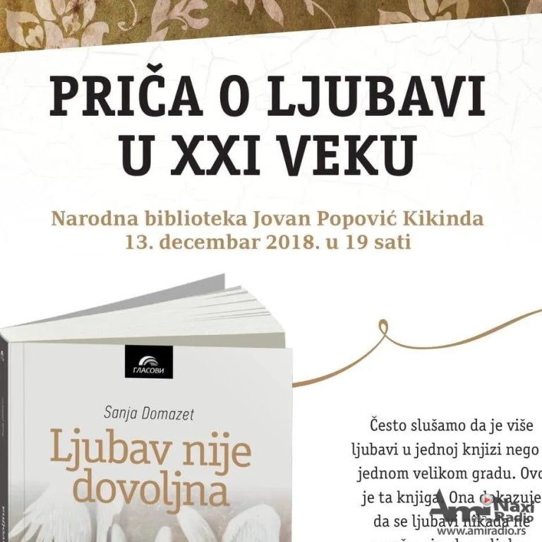 Promocija knjige „Ljubav nije dovoljna“ u četvrtak u Biblioteci