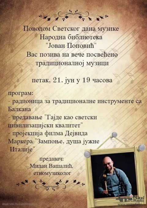Sutra u Biblioteci veče posvećeno tradicionalnoj muzici