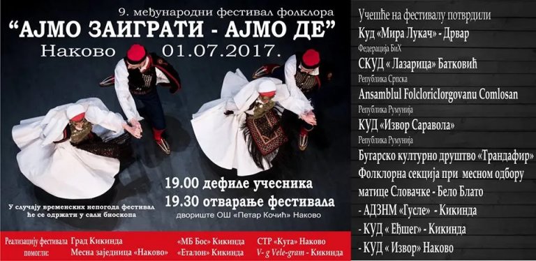 Međunarodni festival folklora sutra u Nakovu