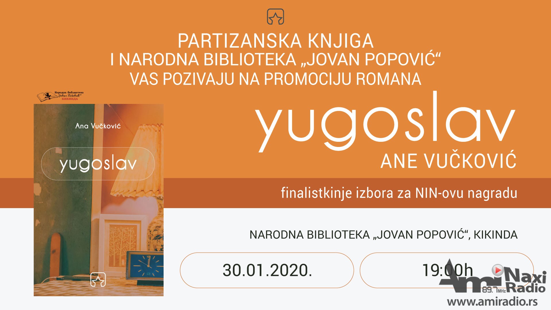 Promocija romana „Yugoslav“ u četvrtak u Biblioteci