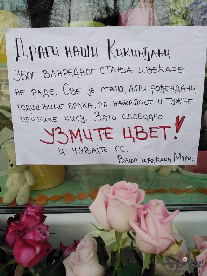 Cvećara Mario: „Dragi sugrađani, uzmite cvet i čuvajte se“