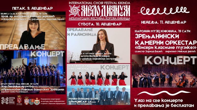 Festival horova “Melodianum” od petka do nedelje u Kikindi