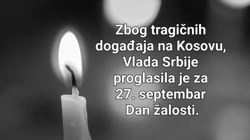 U sredu u Srbiji Dan žalosti