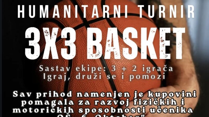 Humanitarni turnir u basketu 3 na 3 u subotu u hali “Jezero”