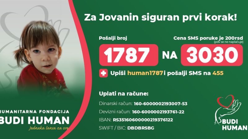 Za Jovanin siguran prvi korak: Pomozimo maloj sugrađanki